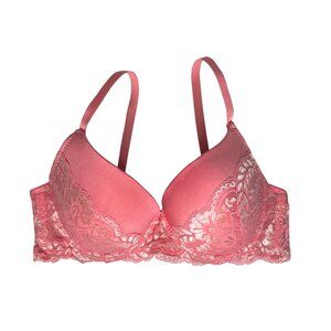 Bra Size 36B Pink Lightly Padded Underwire Lace Detail